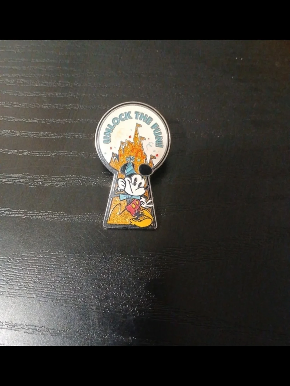 Disney Yellow & White Mickey Mouse Keyhole Enamel Pin